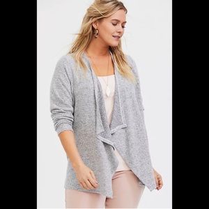 Torrid Plush Grey Drape Cardigan